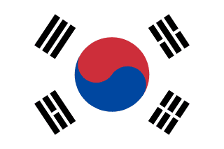 韩国国家足球队国旗 - 白色背景中央有蓝色和红色太极图案